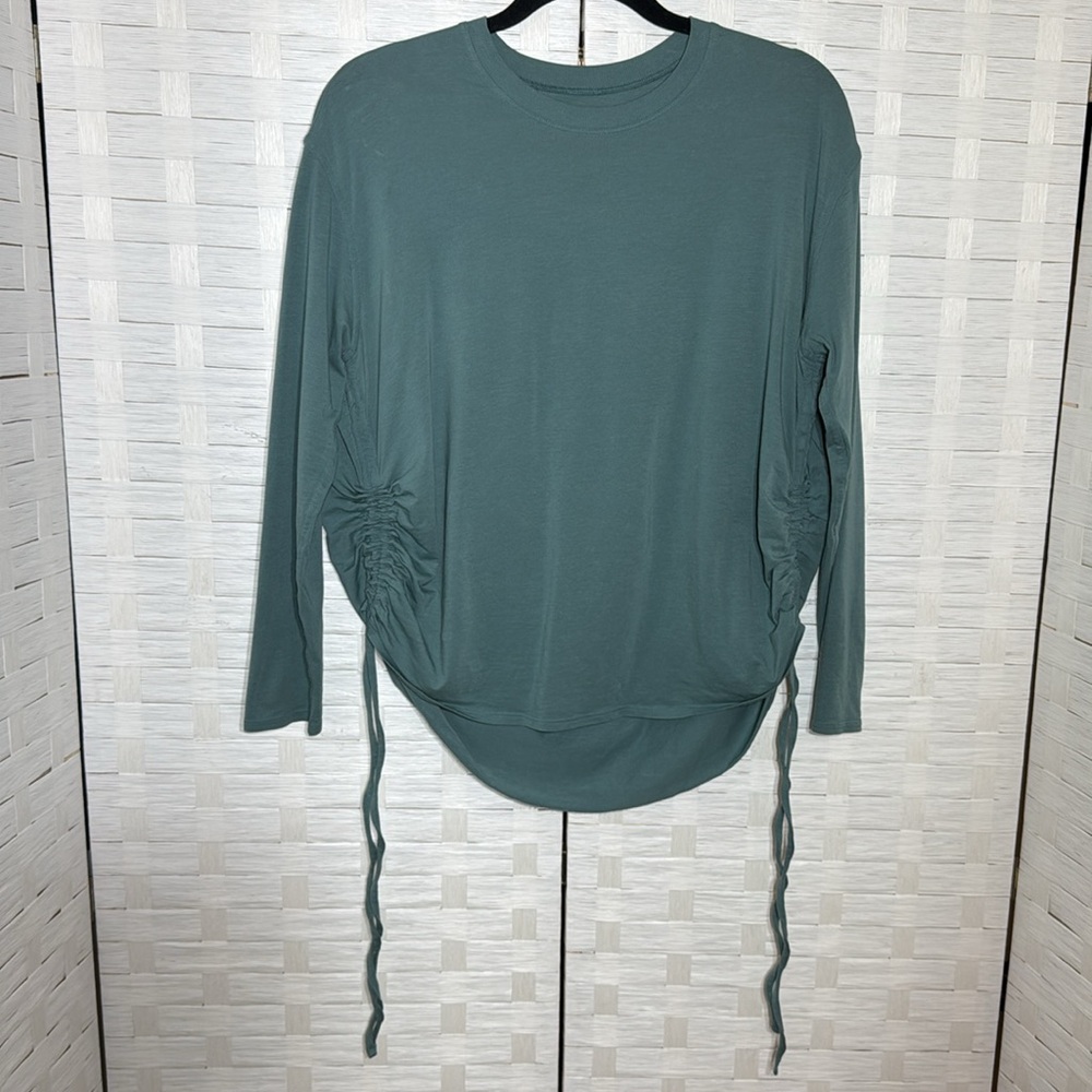 Lululemon Pima Cotton Side-Cinch Long Sleeve Shirt-Tidewater Teal See Sizing - Picture 4 of 9